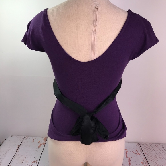 Charlotte Russe Purple Cap Sleeve Tie Back Top 360 - Picture 3 of 5